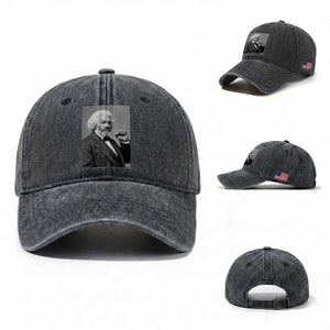 Strong Black History Leader Washed Cotton Baseball Cap Frederick Douglass Empowerment TS12 Washed Cap Universal Fit Dark Gray Print Your Wear