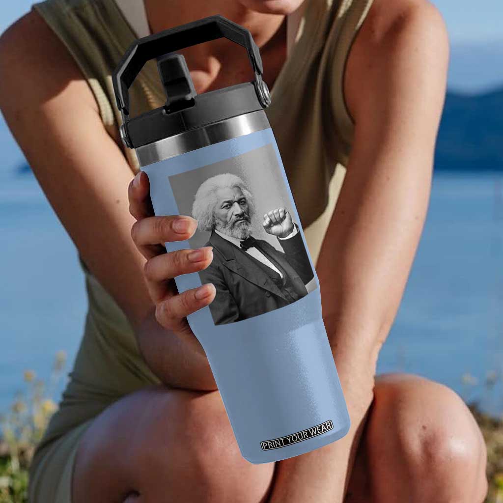 Strong Black History Leader Flip Straw Tumbler Frederick Douglass Empowerment TS12 One Size: 30 oz Light Blue Print Your Wear