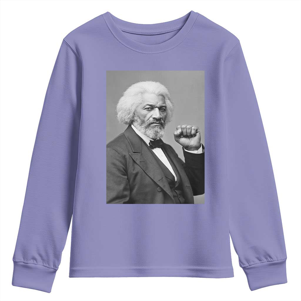 Strong Black History Leader Youth Sweatshirt Frederick Douglass Empowerment TS12 Violet Print Your Wear