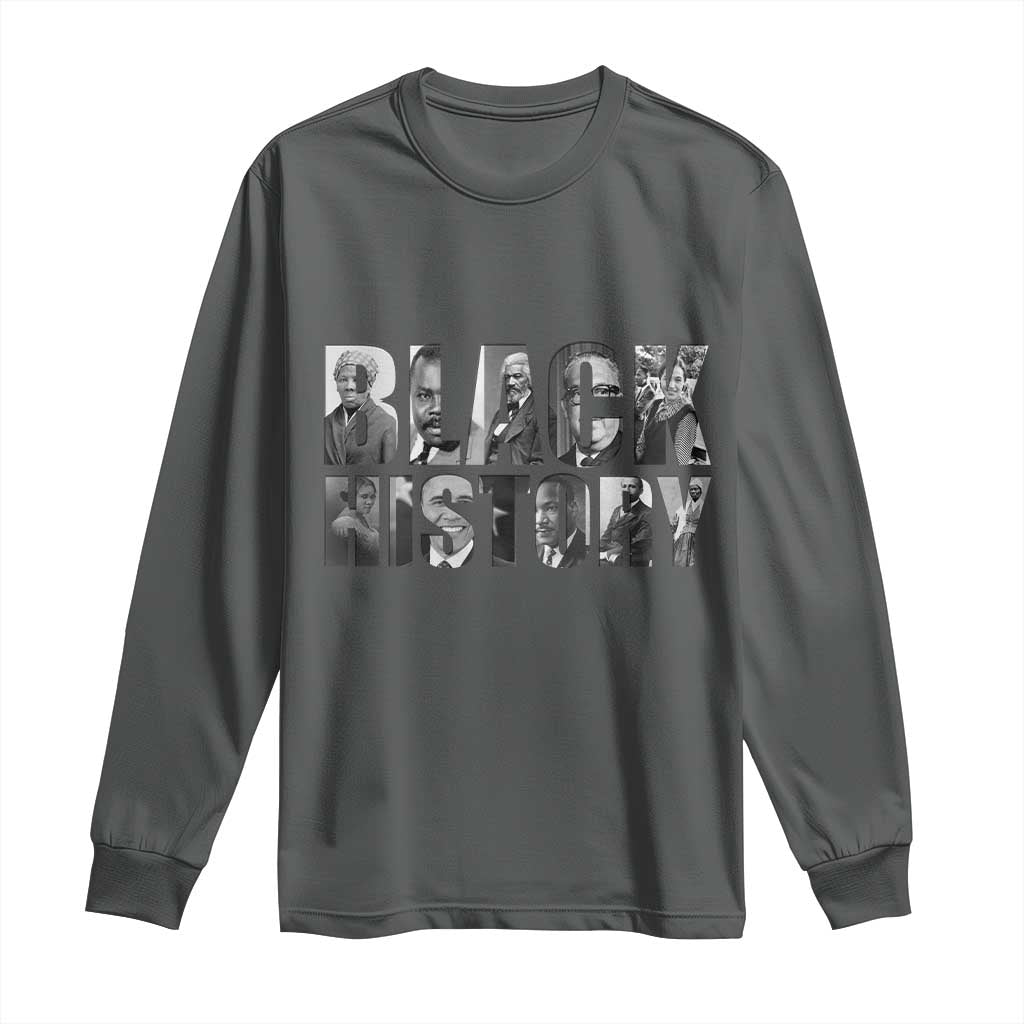 African American Leaders Long Sleeve Shirt Black History Month Legends TS12 Dark Heather Print Your Wear