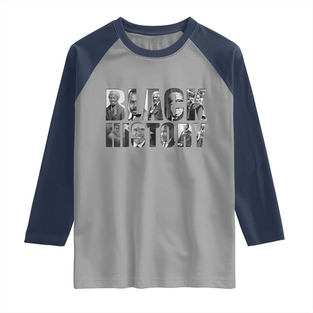 African American Leaders Raglan Shirt Black History Month Legends TS12 Sport Gray Navy Print Your Wear