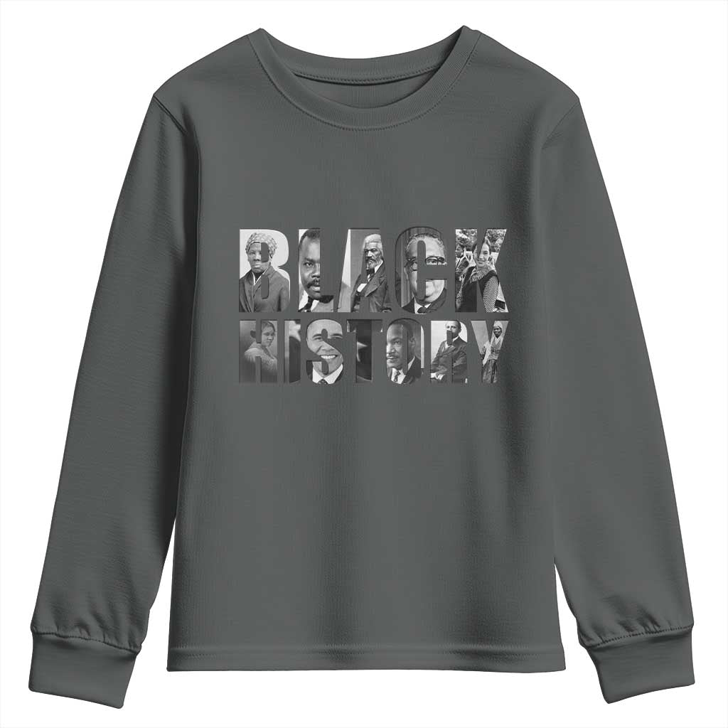 African American Leaders Youth Sweatshirt Black History Month Legends TS12 Dark Heather Print Your Wear