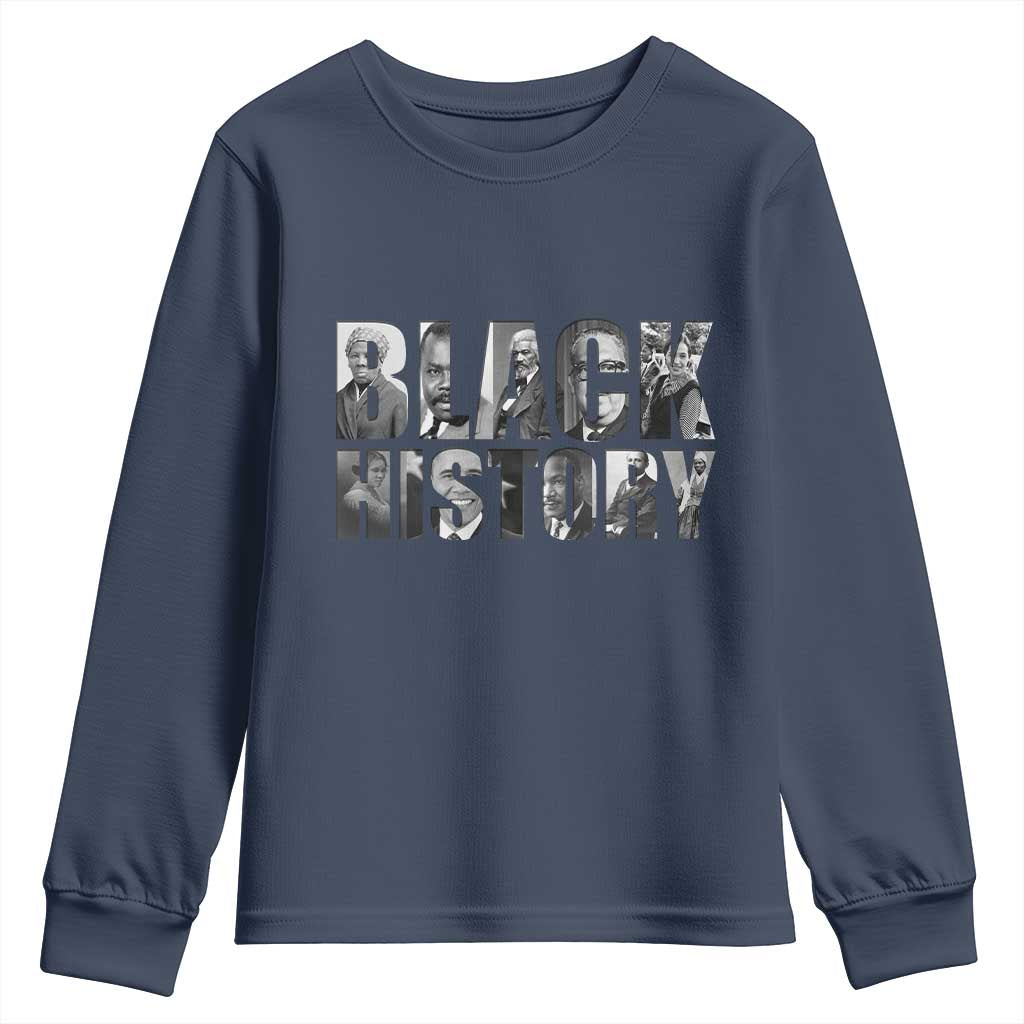 African American Leaders Youth Sweatshirt Black History Month Legends TS12 Navy Print Your Wear