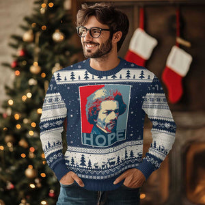 Frederick Douglass Hope Poster Ugly Christmas Sweater African American Heritage TS12 Navy Beige Print Your Wear