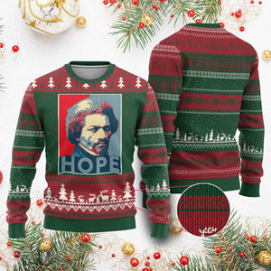 Frederick Douglass Hope Poster Ugly Christmas Sweater African American Heritage TS12 Red Green Print Your Wear