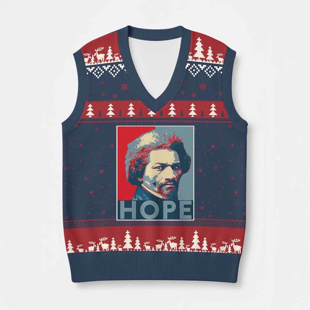 Frederick Douglass Hope Poster V-Neck Knit Sweater Vest African American Heritage TS12 Navy Red Print Your Wear