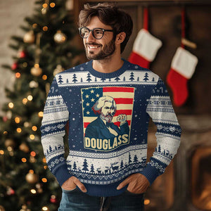 Frederick Douglass American Hero Ugly Christmas Sweater Black History Month Gift TS12 Navy Beige Print Your Wear