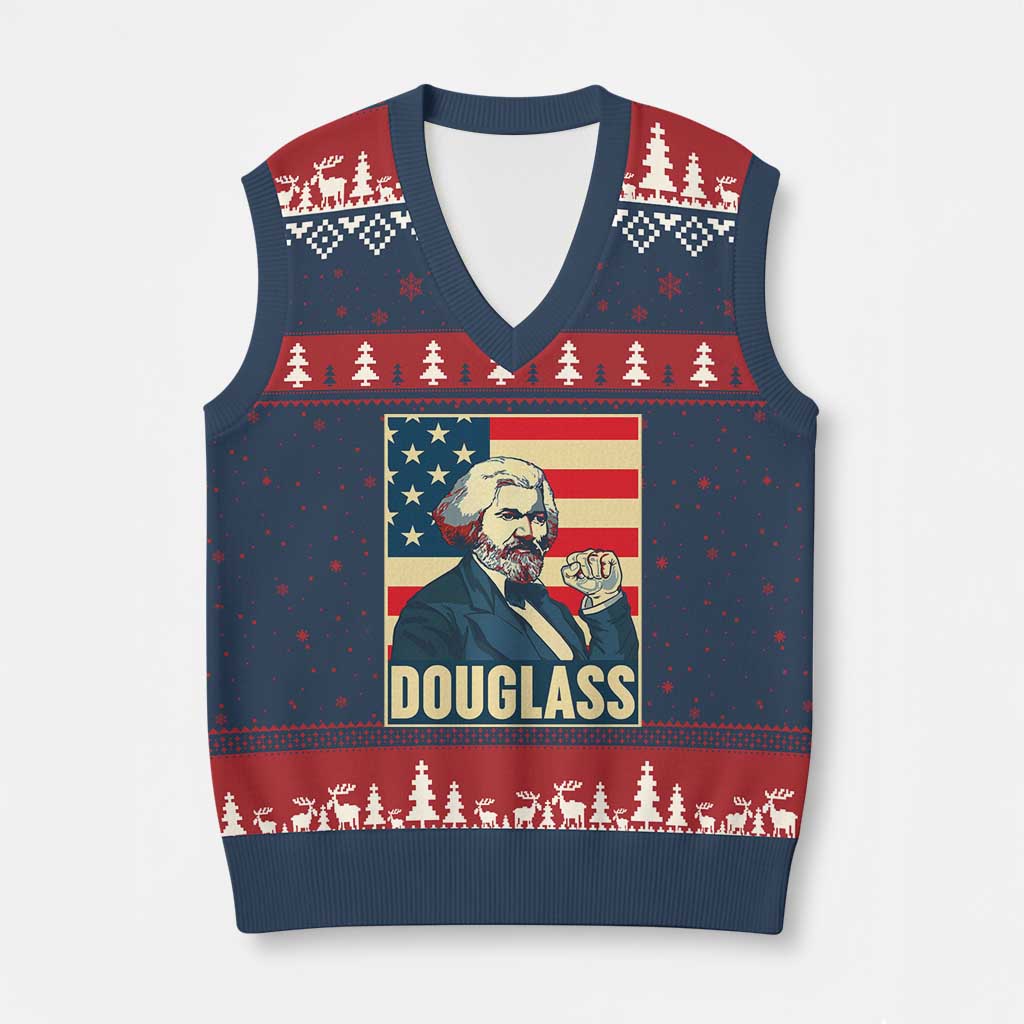Frederick Douglass American Hero V-Neck Knit Sweater Vest Black History Month Gift TS12 Navy Red Print Your Wear