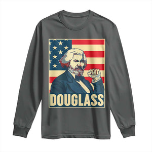 Frederick Douglass American Hero Long Sleeve Shirt Black History Month Gift TS12 Dark Heather Print Your Wear