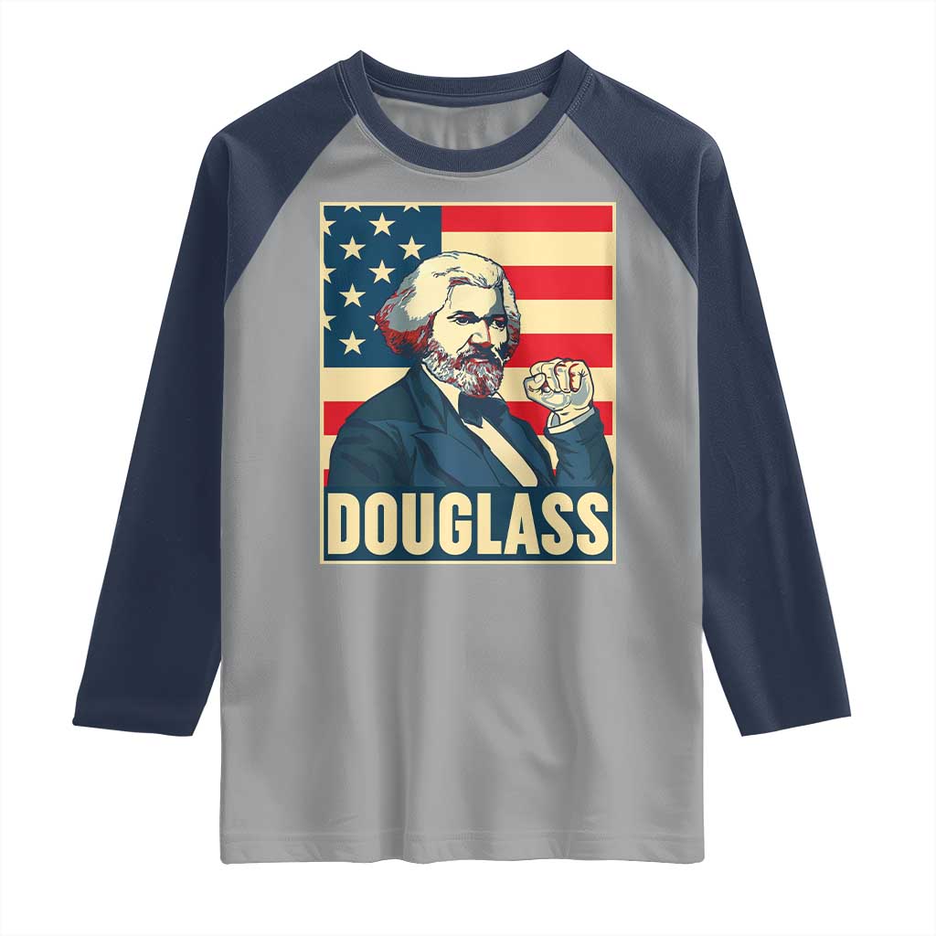 Frederick Douglass American Hero Raglan Shirt Black History Month Gift TS12 Sport Gray Navy Print Your Wear