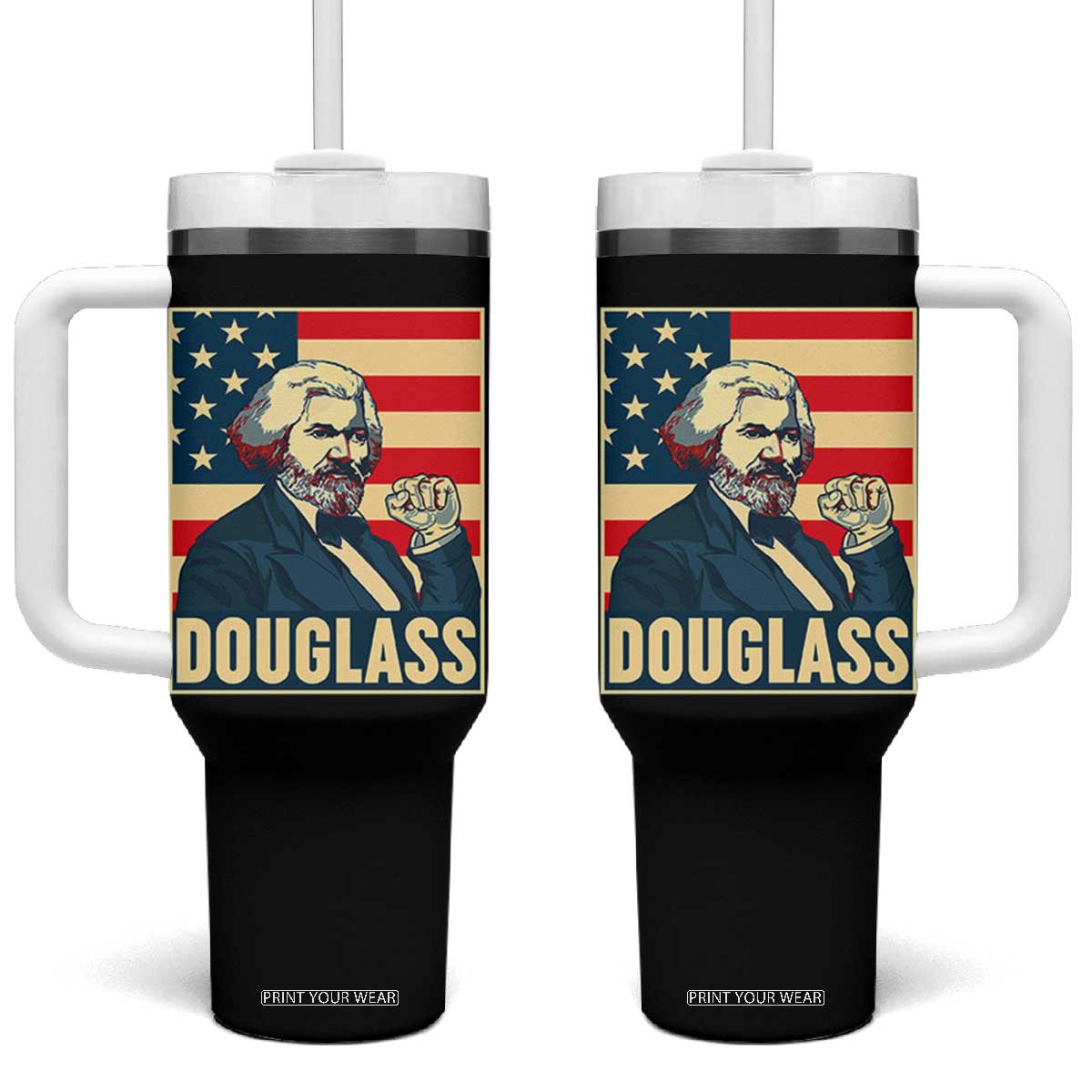 Frederick Douglass American Hero Tumbler With Handle Black History Month Gift TS12 One Size: 40 oz Black Print Your Wear