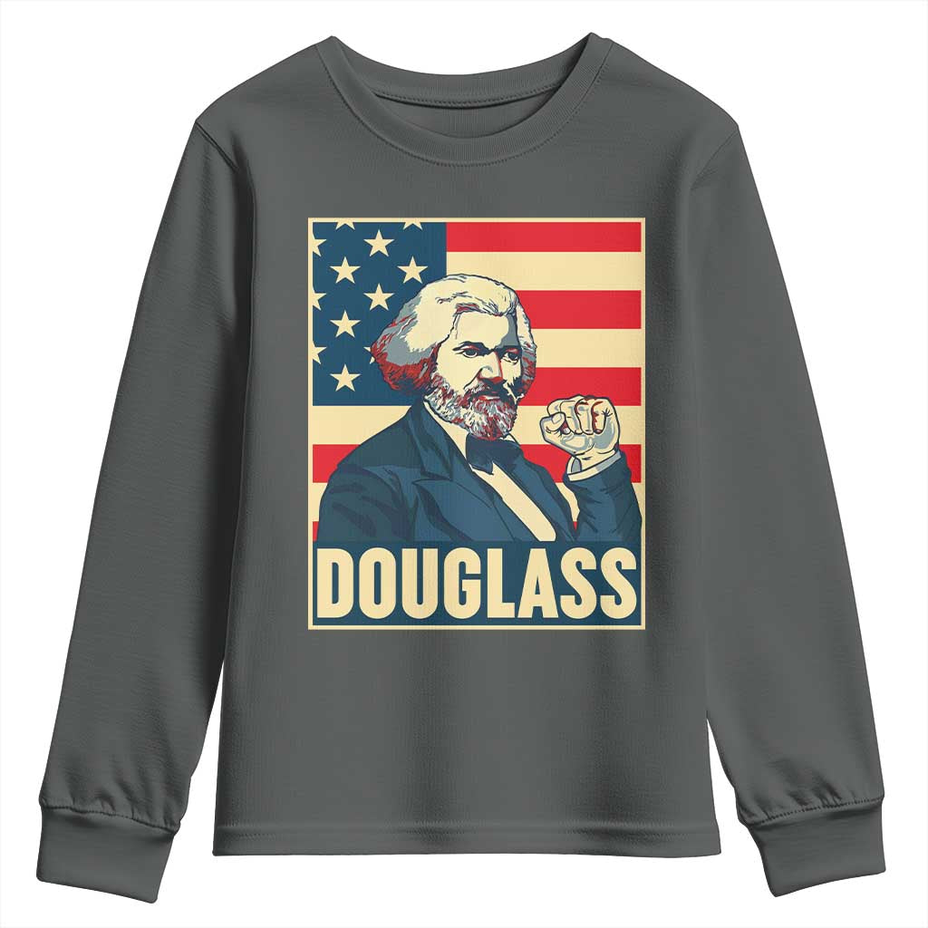 Frederick Douglass American Hero Youth Sweatshirt Black History Month Gift TS12 Dark Heather Print Your Wear