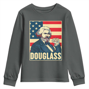 Frederick Douglass American Hero Youth Sweatshirt Black History Month Gift TS12 Dark Heather Print Your Wear