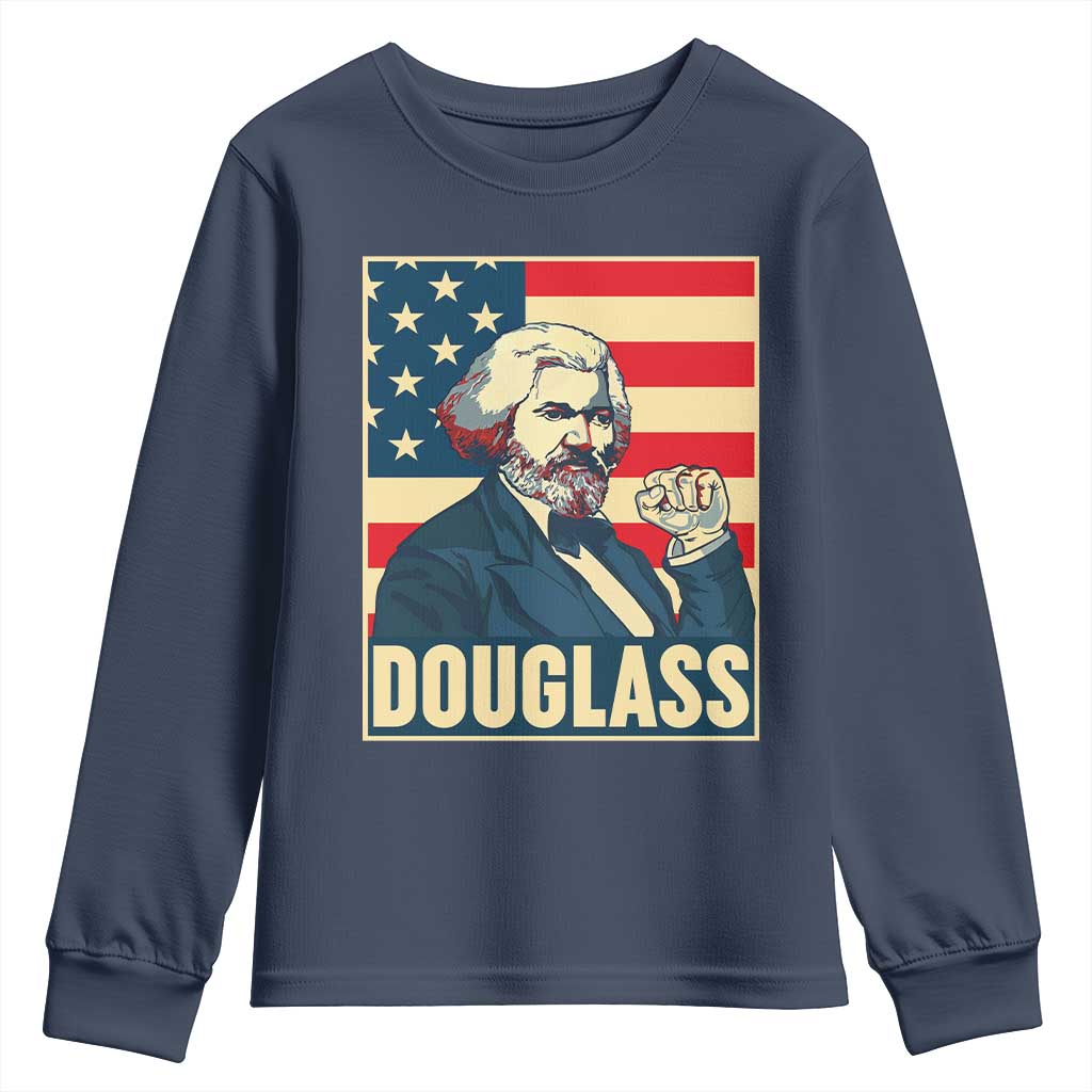Frederick Douglass American Hero Youth Sweatshirt Black History Month Gift TS12 Navy Print Your Wear
