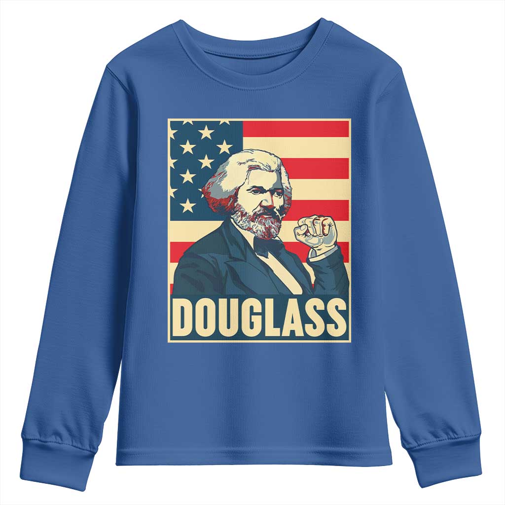 Frederick Douglass American Hero Youth Sweatshirt Black History Month Gift TS12 Royal Blue Print Your Wear