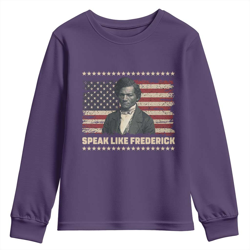 Speak Like Frederick Youth Sweatshirt Black History Month Gift TS12 Purple Print Your Wear