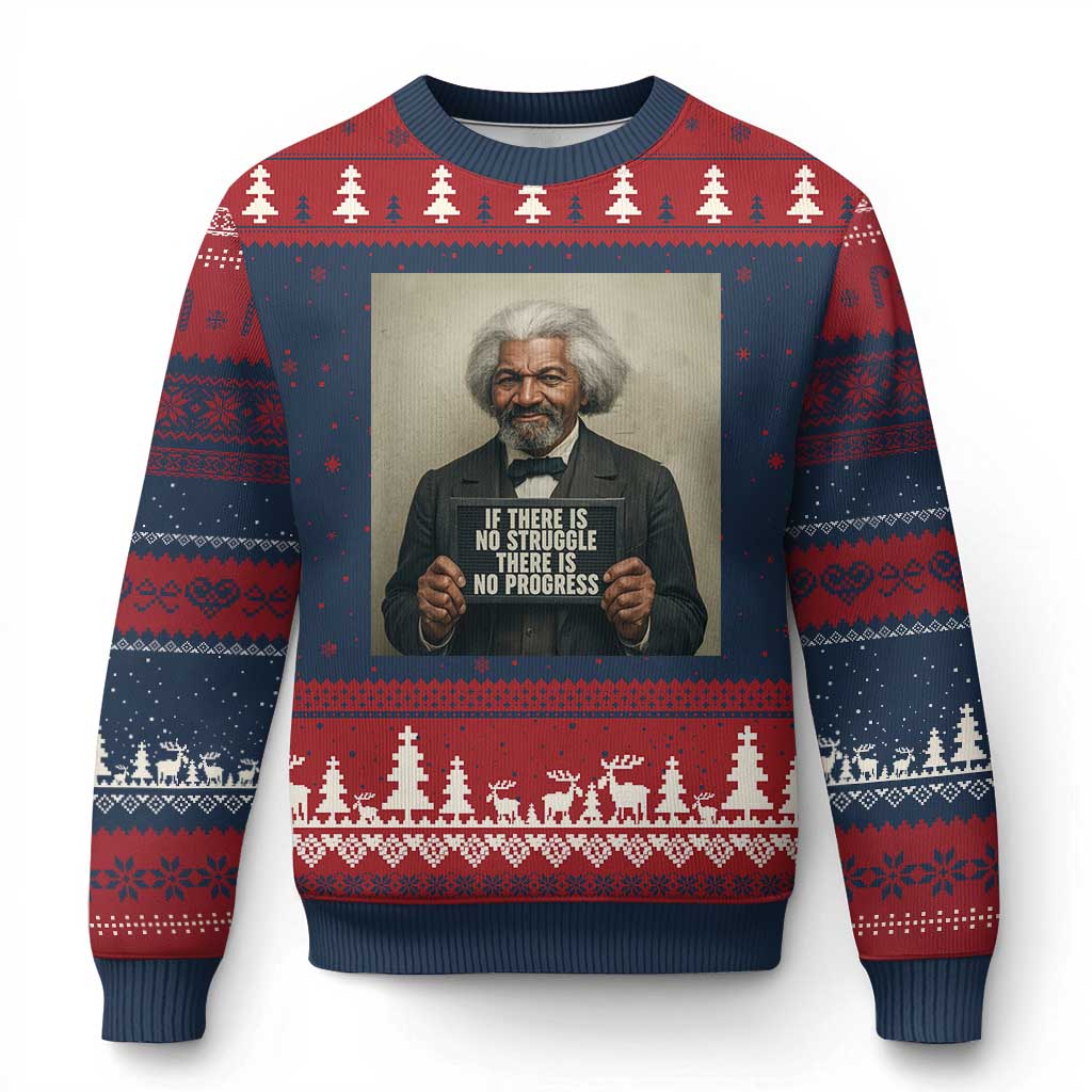 Frederick Douglass Quote Ugly Christmas Sweater If There Is No Struggle There Is No Progress TS12 Navy Red Print Your Wear