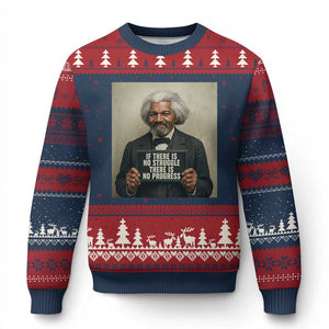 Frederick Douglass Quote Ugly Christmas Sweater If There Is No Struggle There Is No Progress TS12 Navy Red Print Your Wear
