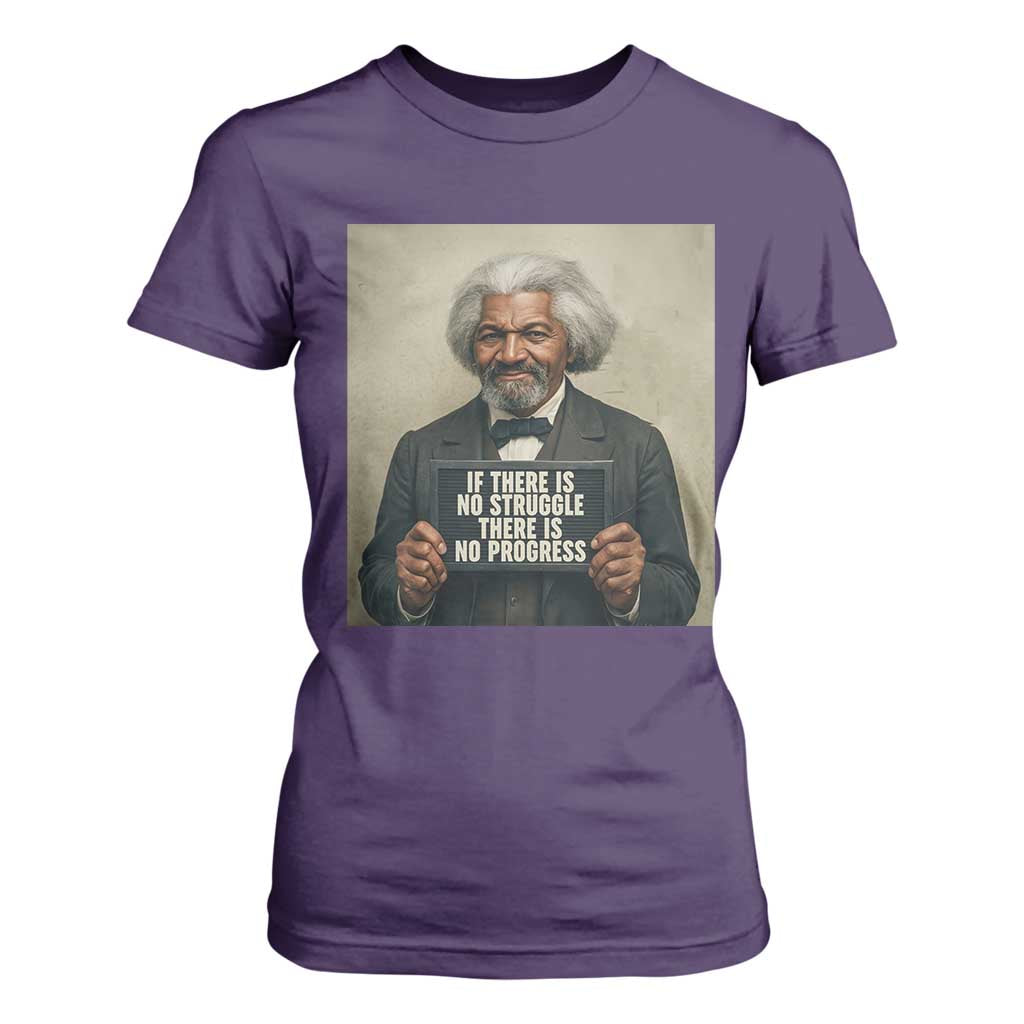 Frederick Douglass Quote T Shirt For Women If There Is No Struggle There Is No Progress TS12 Purple Print Your Wear