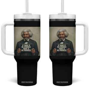 Frederick Douglass Quote Tumbler With Handle If There Is No Struggle There Is No Progress TS12 One Size: 40 oz Black Print Your Wear