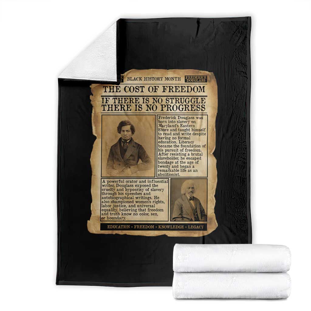 If There Is No Struggle No Progress Throw Blanket Frederick Douglass Newspaper TS12 Black Print Your Wear