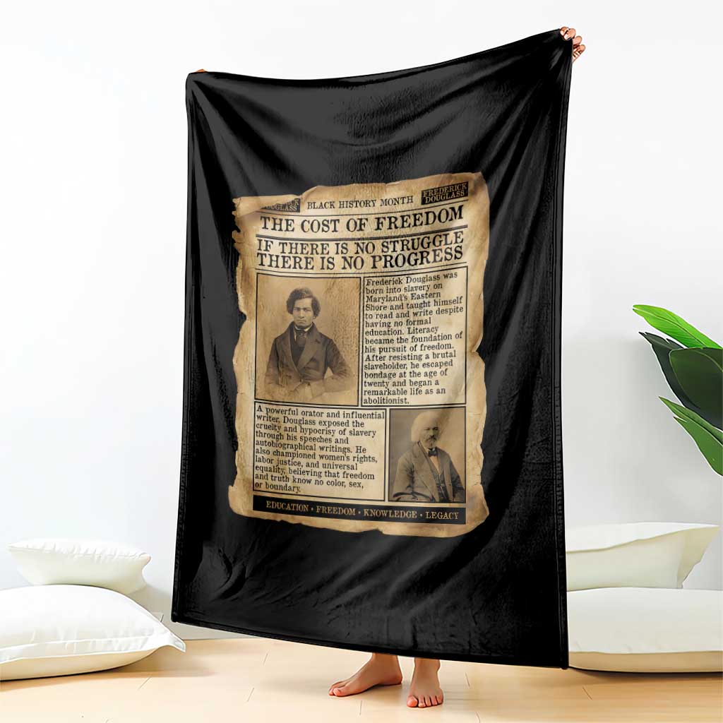 If There Is No Struggle No Progress Throw Blanket Frederick Douglass Newspaper TS12 Print Your Wear
