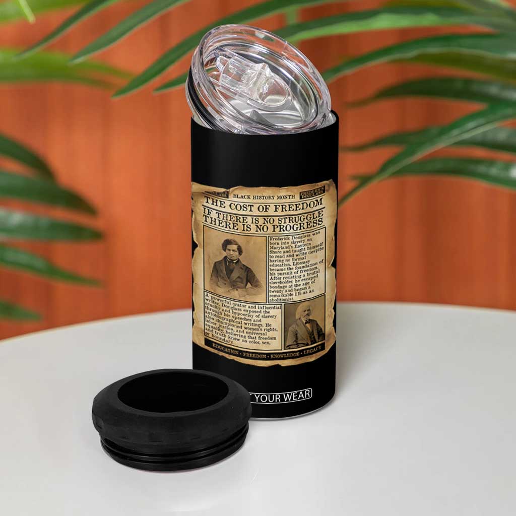 If There Is No Struggle No Progress 4 in 1 Can Cooler Tumbler Frederick Douglass Newspaper TS12 Print Your Wear