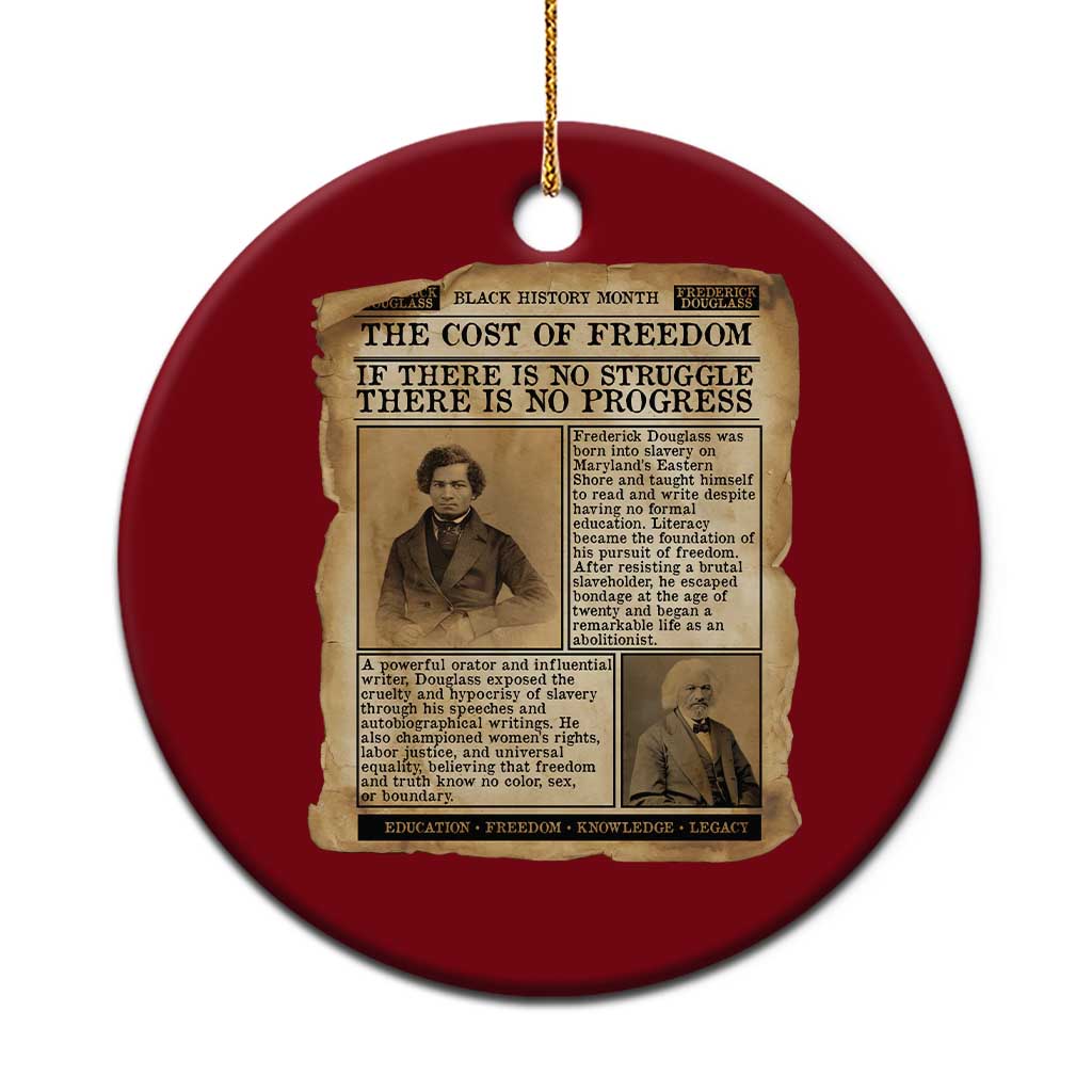 If There Is No Struggle No Progress Ceramic Ornament Frederick Douglass Newspaper TS12 1pc Red Print Your Wear