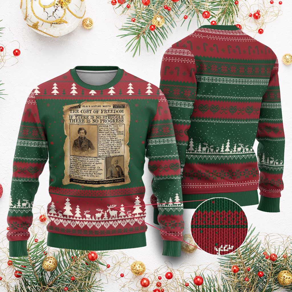 If There Is No Struggle No Progress Ugly Christmas Sweater Frederick Douglass Newspaper TS12 Red Green Print Your Wear