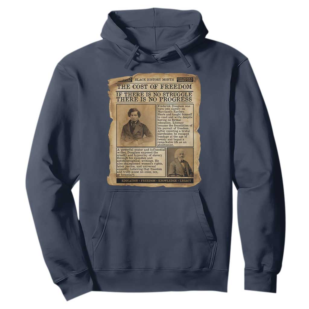 If There Is No Struggle No Progress Hoodie Frederick Douglass Newspaper TS12 Navy Print Your Wear