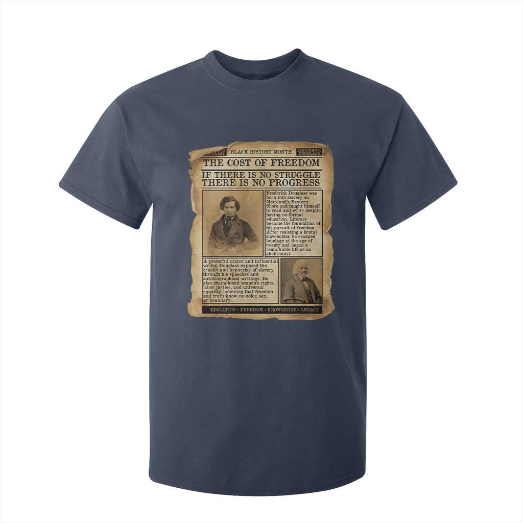 If There Is No Struggle No Progress T Shirt For Kid Frederick Douglass Newspaper TS12 Navy Print Your Wear