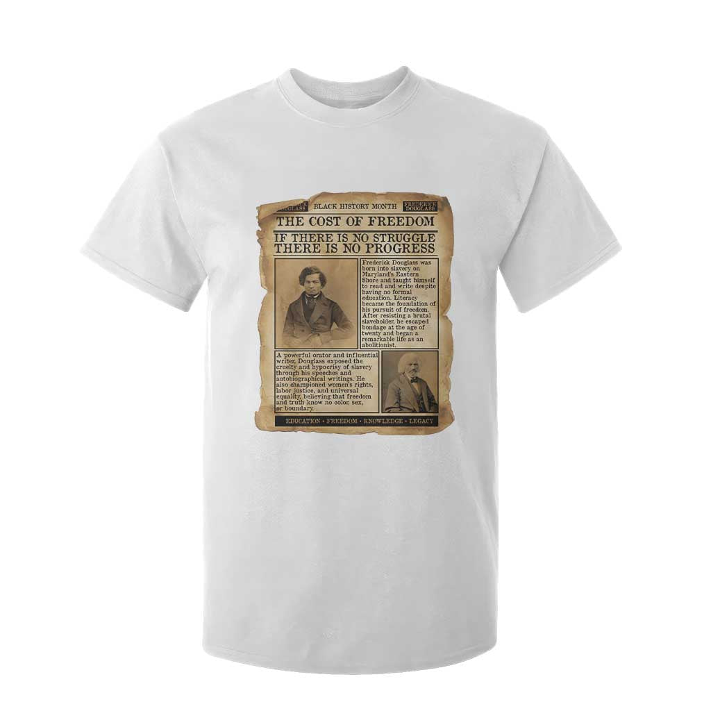 If There Is No Struggle No Progress T Shirt For Kid Frederick Douglass Newspaper TS12 White Print Your Wear