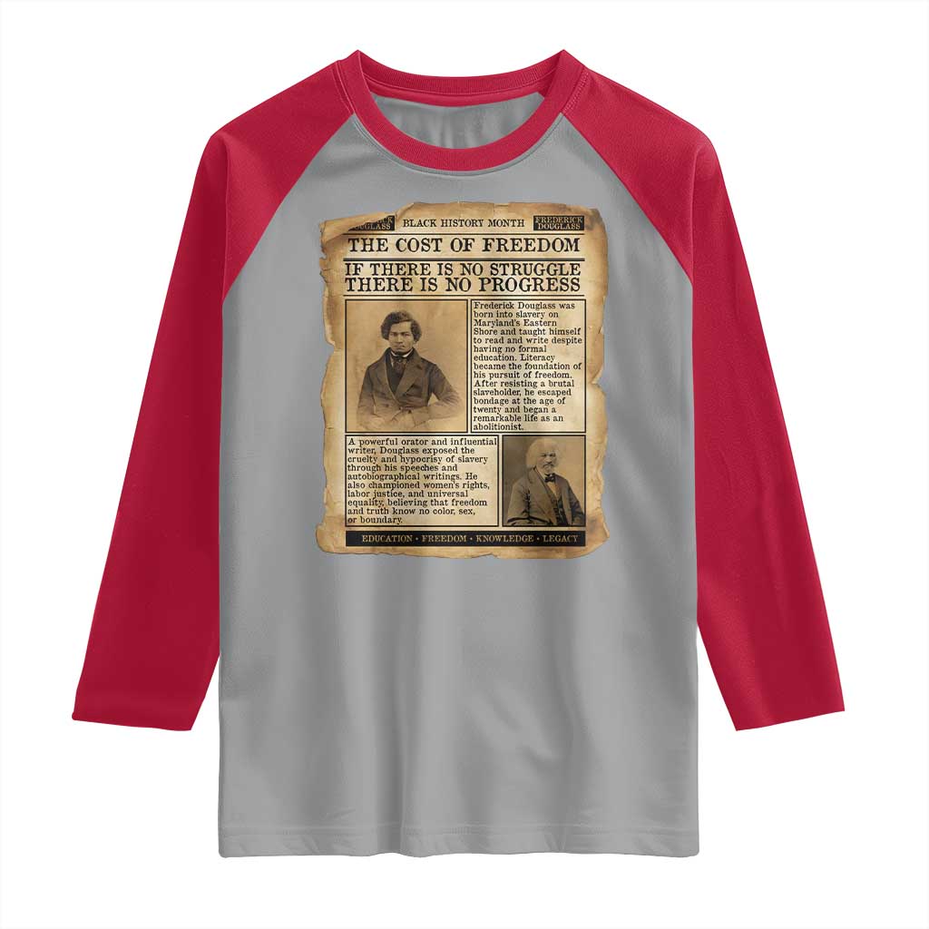 If There Is No Struggle No Progress Raglan Shirt Frederick Douglass Newspaper TS12 Sport Gray Red Print Your Wear