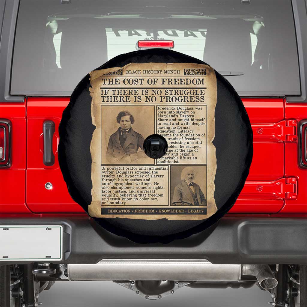 If There Is No Struggle No Progress Spare Tire Cover Frederick Douglass Newspaper TS12 Black Print Your Wear