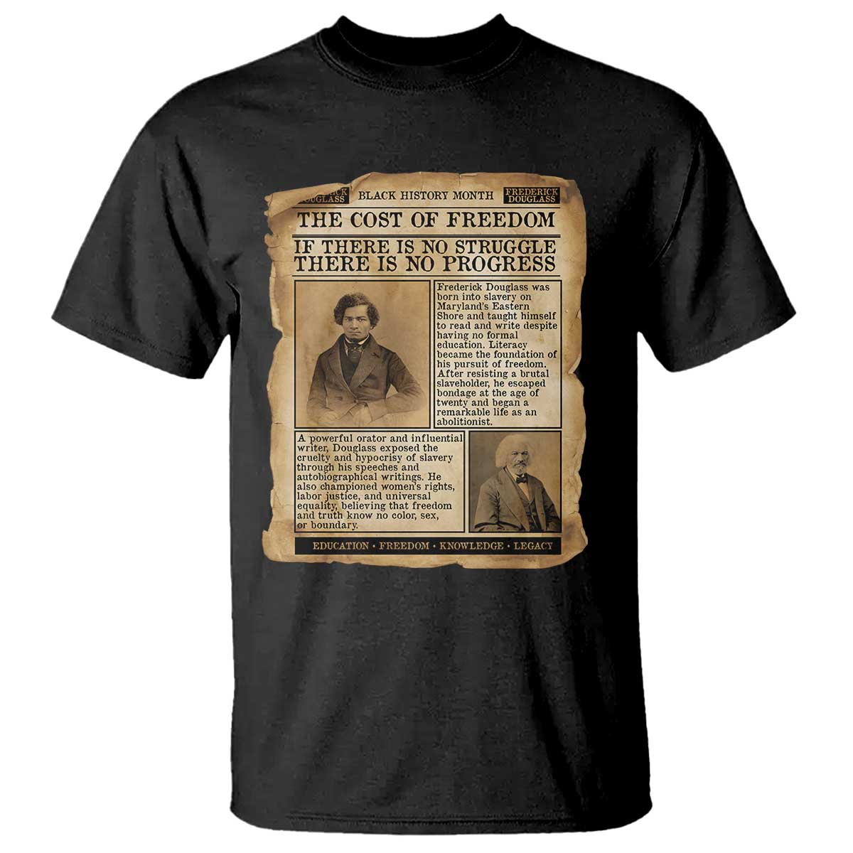 If There Is No Struggle No Progress T Shirt Frederick Douglass Newspaper TS12 Black Print Your Wear