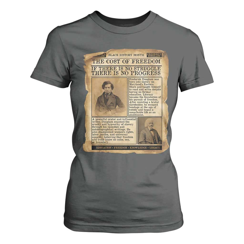 If There Is No Struggle No Progress T Shirt For Women Frederick Douglass Newspaper TS12 Dark Heather Print Your Wear