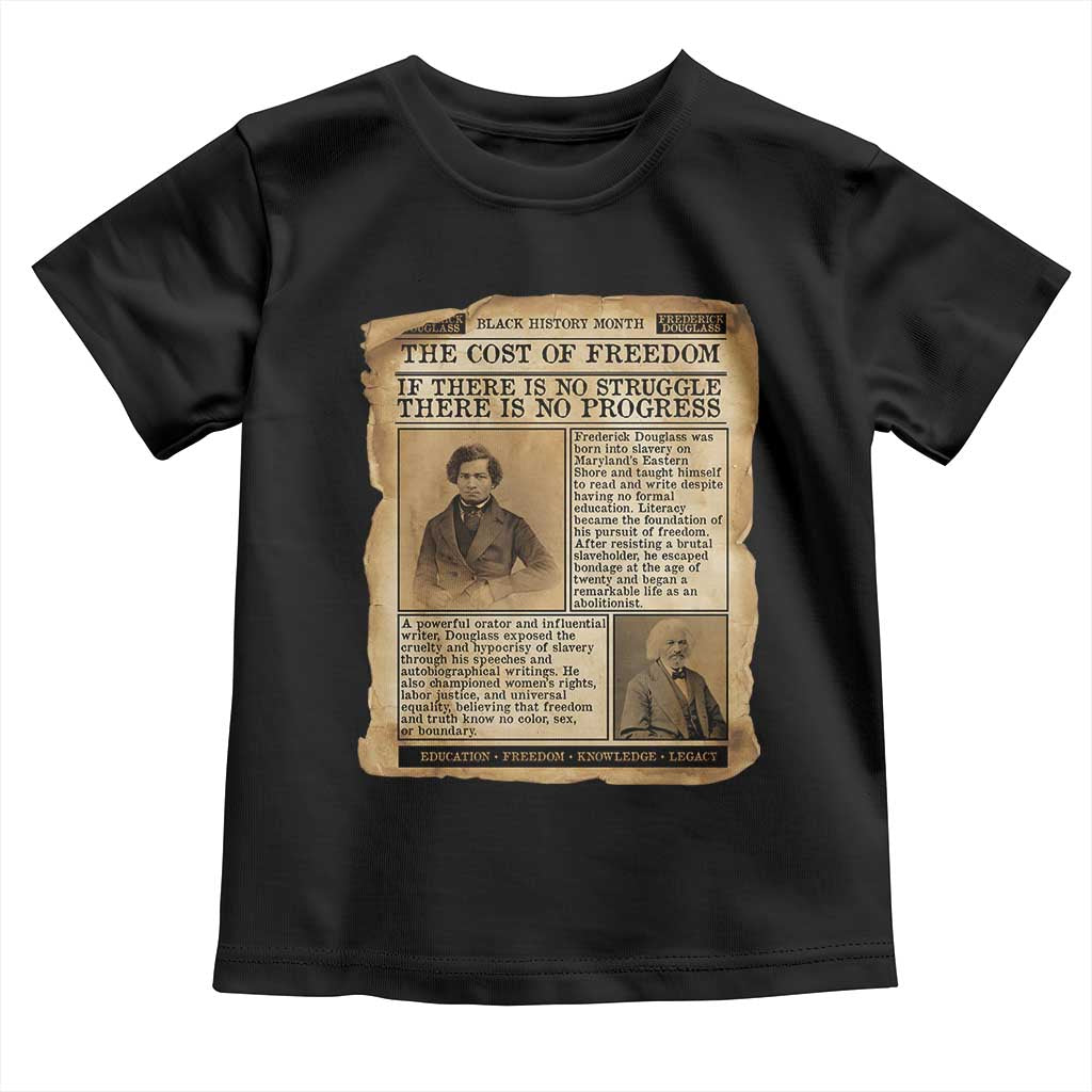 If There Is No Struggle No Progress Toddler T Shirt Frederick Douglass Newspaper TS12 Black Print Your Wear
