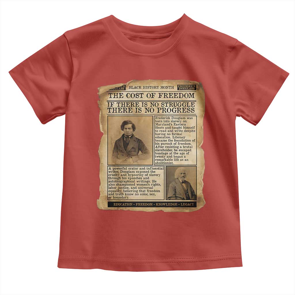 If There Is No Struggle No Progress Toddler T Shirt Frederick Douglass Newspaper TS12 Red Print Your Wear