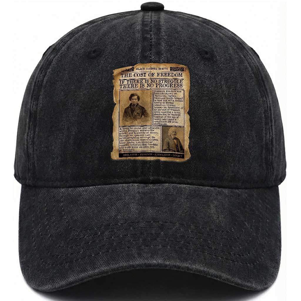If There Is No Struggle No Progress Washed Cotton Baseball Cap Frederick Douglass Newspaper TS12 Print Your Wear
