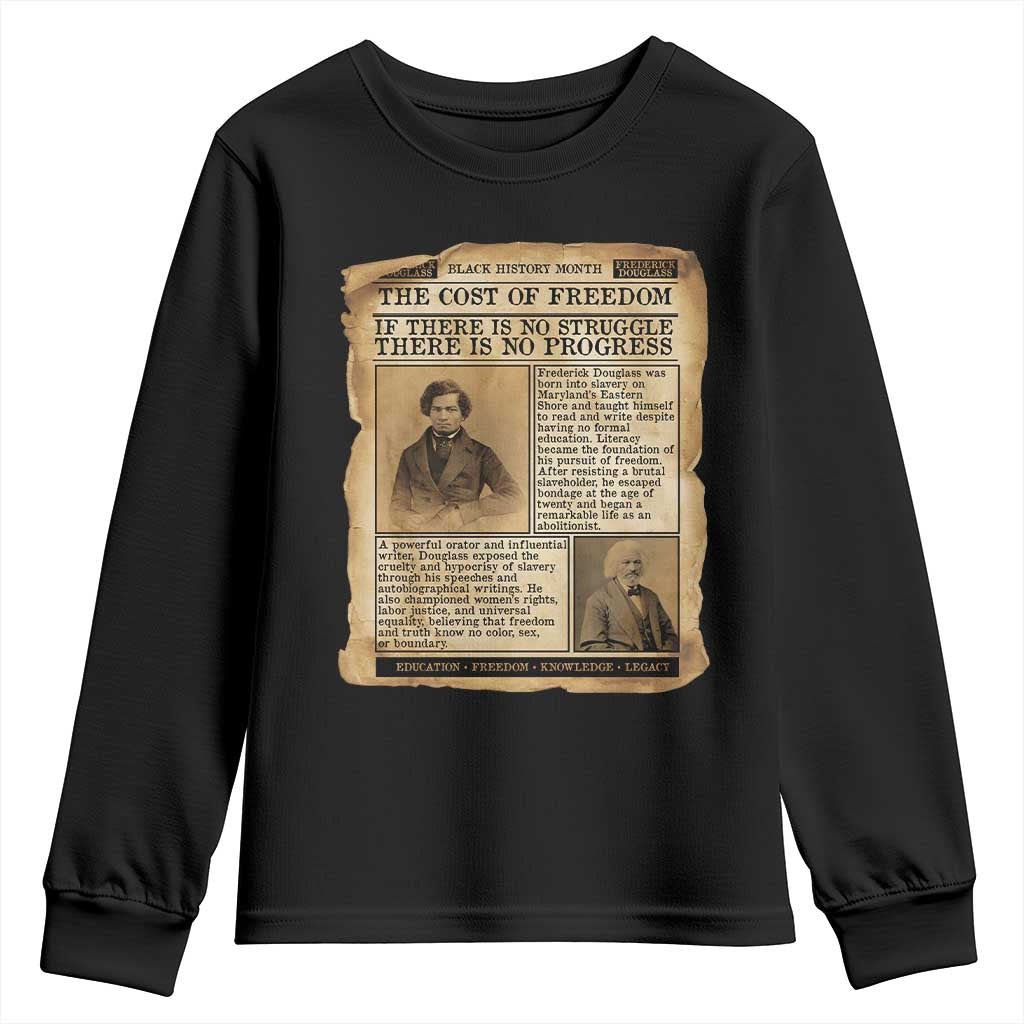 If There Is No Struggle No Progress Youth Sweatshirt Frederick Douglass Newspaper TS12 Black Print Your Wear