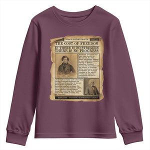 If There Is No Struggle No Progress Youth Sweatshirt Frederick Douglass Newspaper TS12 Maroon Print Your Wear