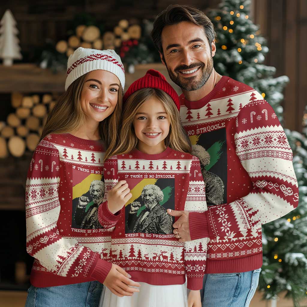 Frederick Douglass Struggle And Progress Ugly Christmas Sweater Inspirational Black History TS12 Red Beige Print Your Wear