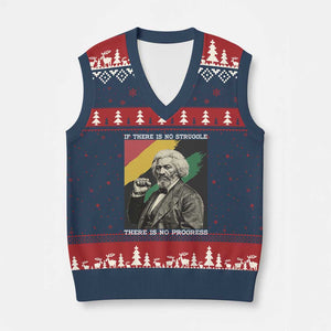 Frederick Douglass Struggle And Progress V-Neck Knit Sweater Vest Inspirational Black History TS12 Navy Red Print Your Wear