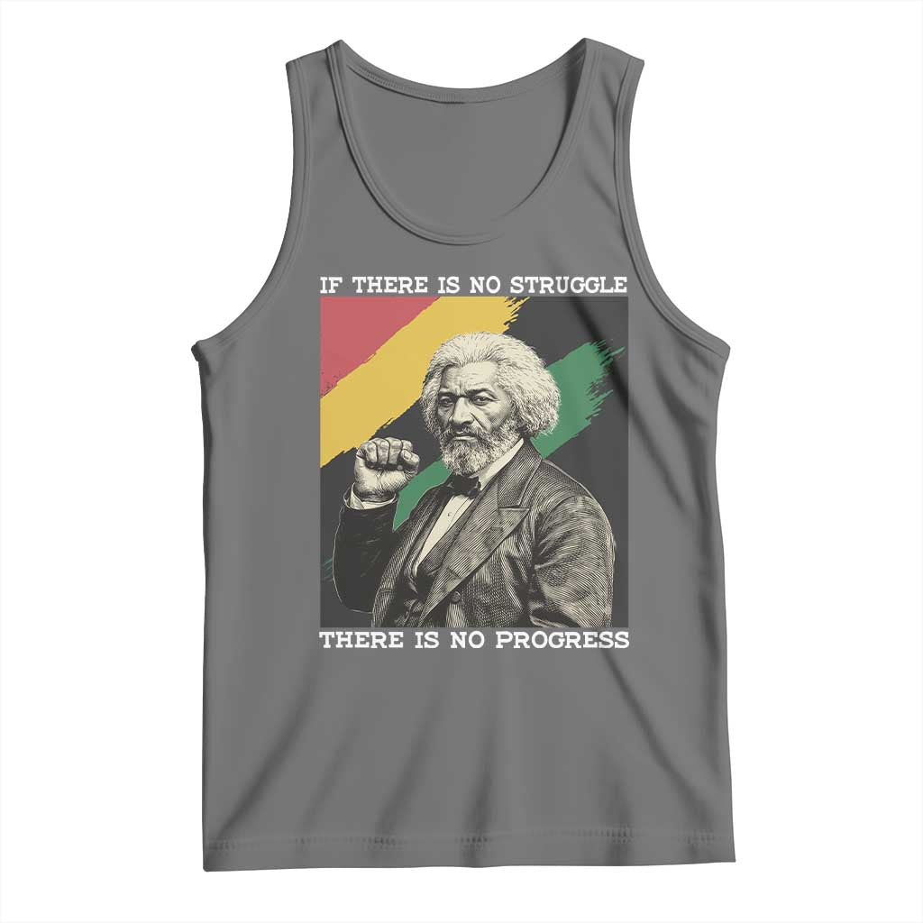 Frederick Douglass Struggle And Progress Tank Top Inspirational Black History TS12 Black Heather Print Your Wear