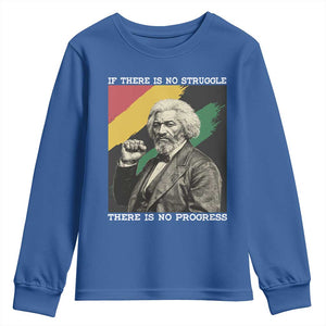 Frederick Douglass Struggle And Progress Youth Sweatshirt Inspirational Black History TS12 Royal Blue Print Your Wear