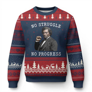 Frederick Douglass Quote Ugly Christmas Sweater No Struggle No Progress TS12 Navy Red Print Your Wear