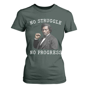 Frederick Douglass Quote T Shirt For Women No Struggle No Progress TS12 Dark Forest Green Print Your Wear
