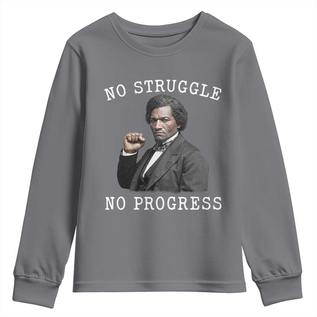 Frederick Douglass Quote Youth Sweatshirt No Struggle No Progress TS12 Charcoal Print Your Wear