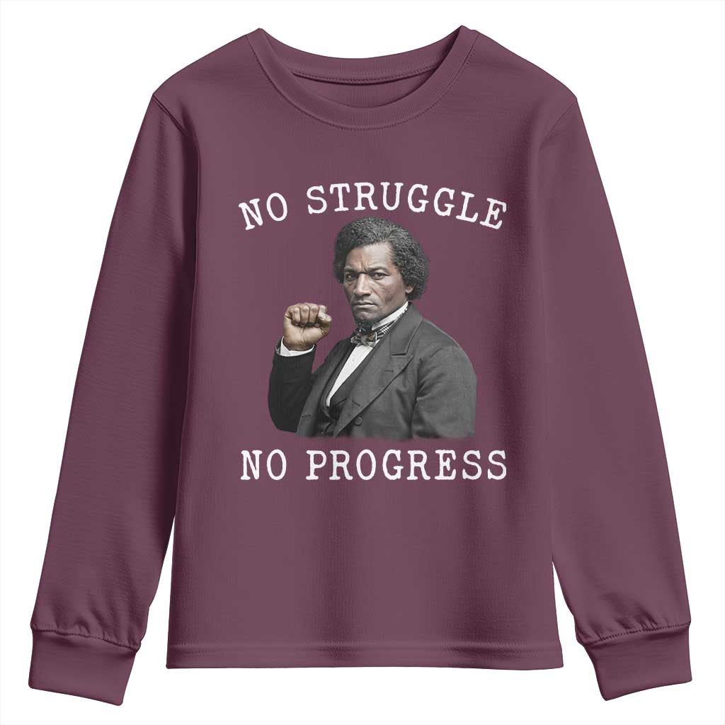 Frederick Douglass Quote Youth Sweatshirt No Struggle No Progress TS12 Maroon Print Your Wear