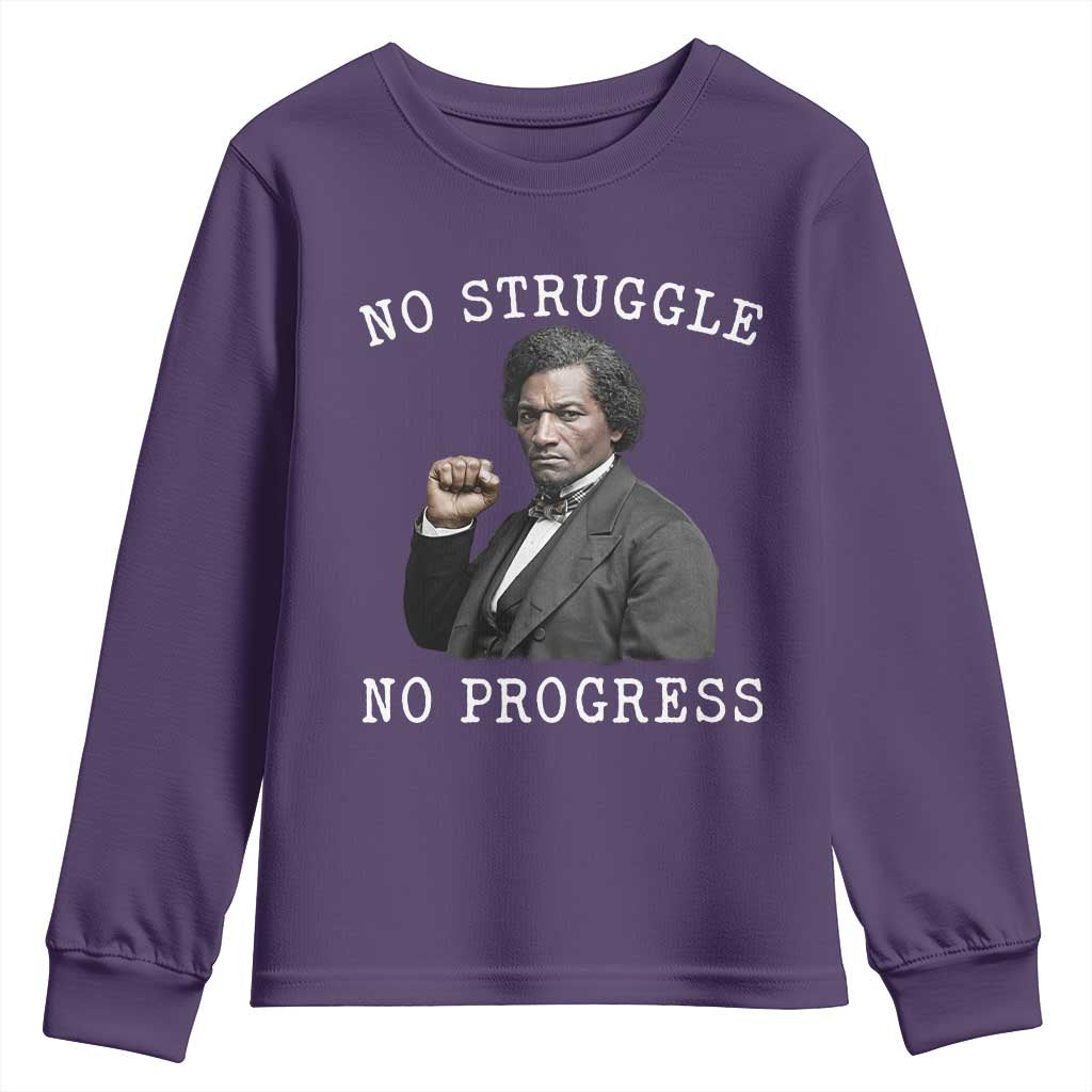 Frederick Douglass Quote Youth Sweatshirt No Struggle No Progress TS12 Purple Print Your Wear